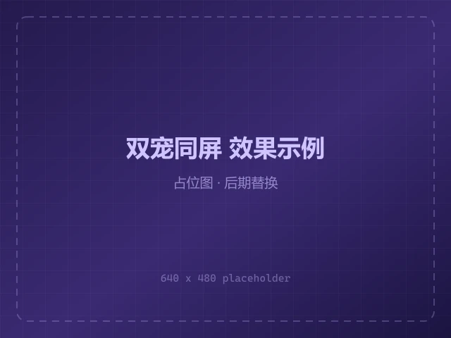 两只宠物合并效果示例：两只桌宠同屏出现